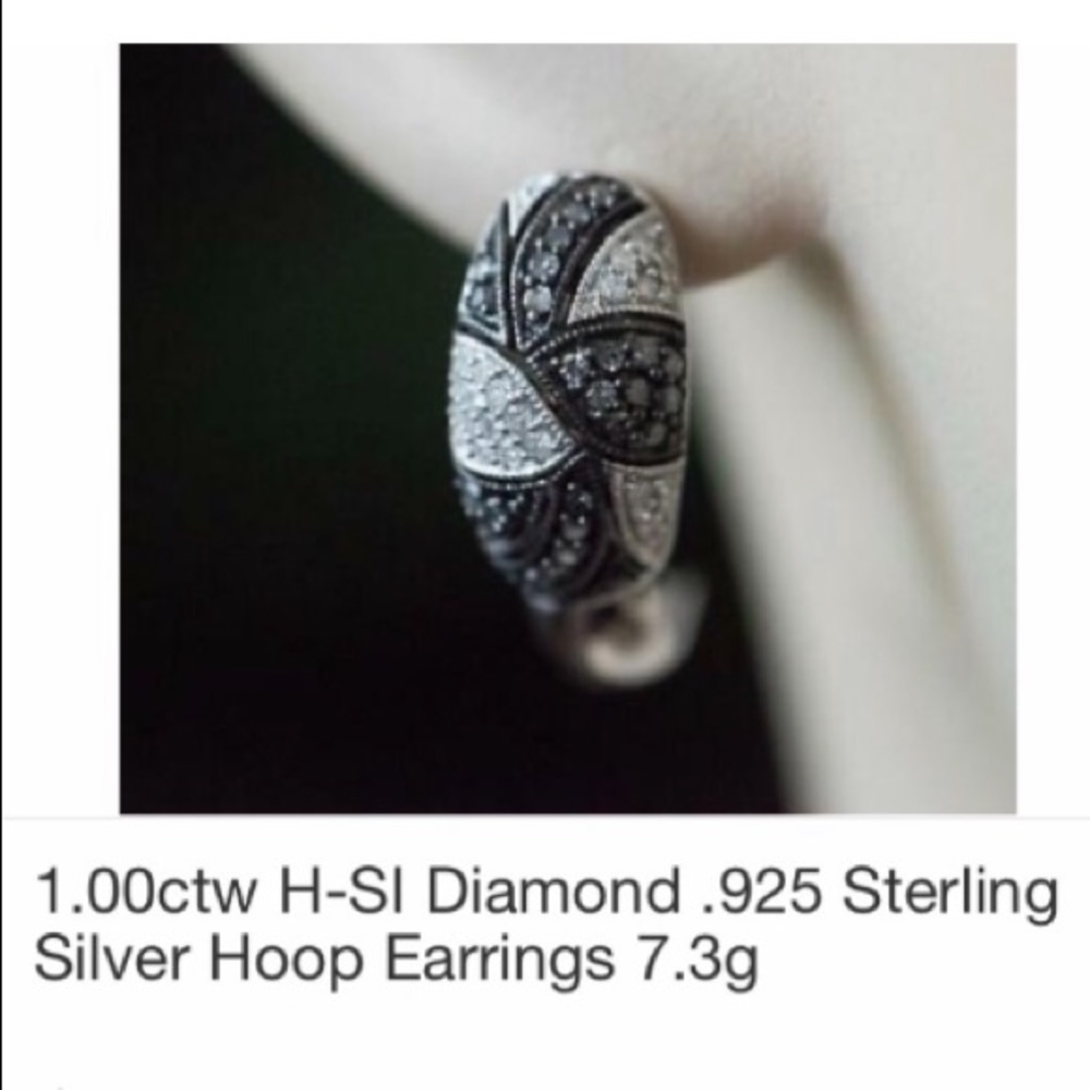 NWOT 1.00 CTW GENUINE DIAMOND SEMI HOOP EARRINGS - Picture 2 of 15